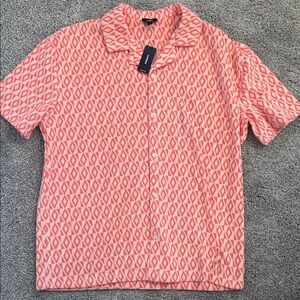 Express Geometric Coral Button Down Shirt